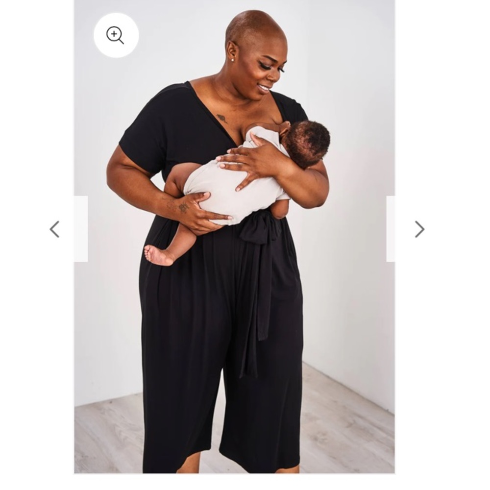 Latched Mama V-Neck Nursing Jumpsuit - Black